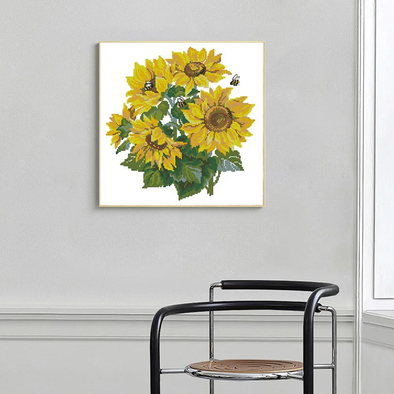 Sunflower Counted Cross Stitch Kits Printed Canvas Embroidery Needlework Sets 11CT 14CT DIY Handmade Crafts Home Decor Paintings