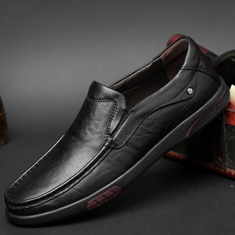 

Men Loafers Outdoor Breathable genuine Leather Casual Shoes slip on handmade sewing Fashion Men Flats Comfy Driving Moccasins 4