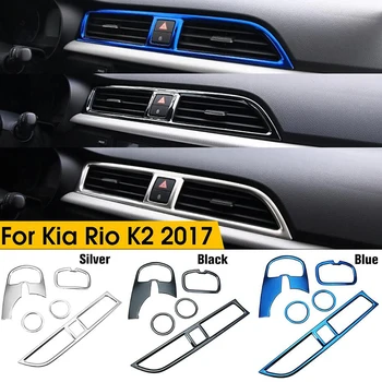 

5Pcs/Set Car Stying Chrome Air Outlet Circle Cover Interior Mouldings Decoration Frame For Kia Rio 4 K2 2017 2018 Car Accessorie