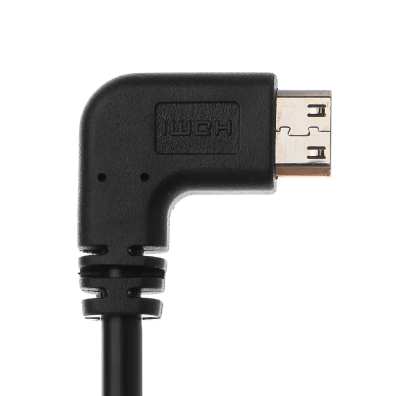90 градусов угловой мини-usb HDMI Мужской к HDMI Женский удлинитель Кабель для передачи данных 21 см 634A - Цвет: Черный