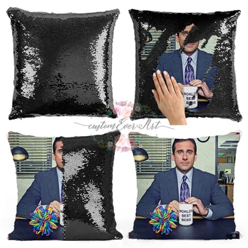 

World's best boss Michael Scott sequin pillow | sequin Pillowcase | Two color pillow | gift for her | gift for him | pillow | ma
