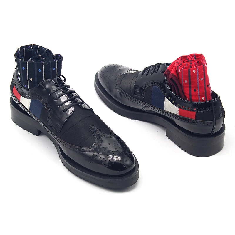 Броги из воловьей кожи на толстой подошве мужские резные кожаные туфли ручной