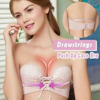 

Women Bra Drawstrings Push Up Bra Soft Breathable Adjustable Underwear Bra S7JN