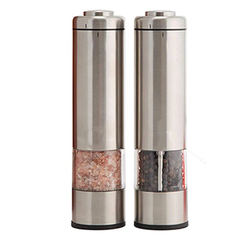  Electric Salt and Pepper Grinder Set - Battery Operated Stainless Steel Refillable and Adjustable C