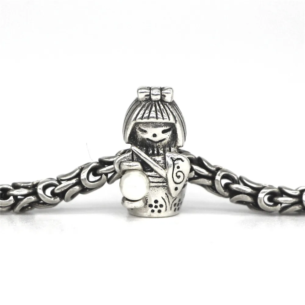 Омела, 925 пробы, серебро, Kokeshi, фонарь, Шарм с жемчугом, бусины, европейские ювелирные изделия