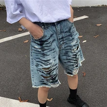 Новые джинсовые шорты для женщин, винтажные тигровые джинсовые шорты, свободные шорты с высокой талией, хлопковые модные шорты с дырками, джинсовые шорты с рисунком