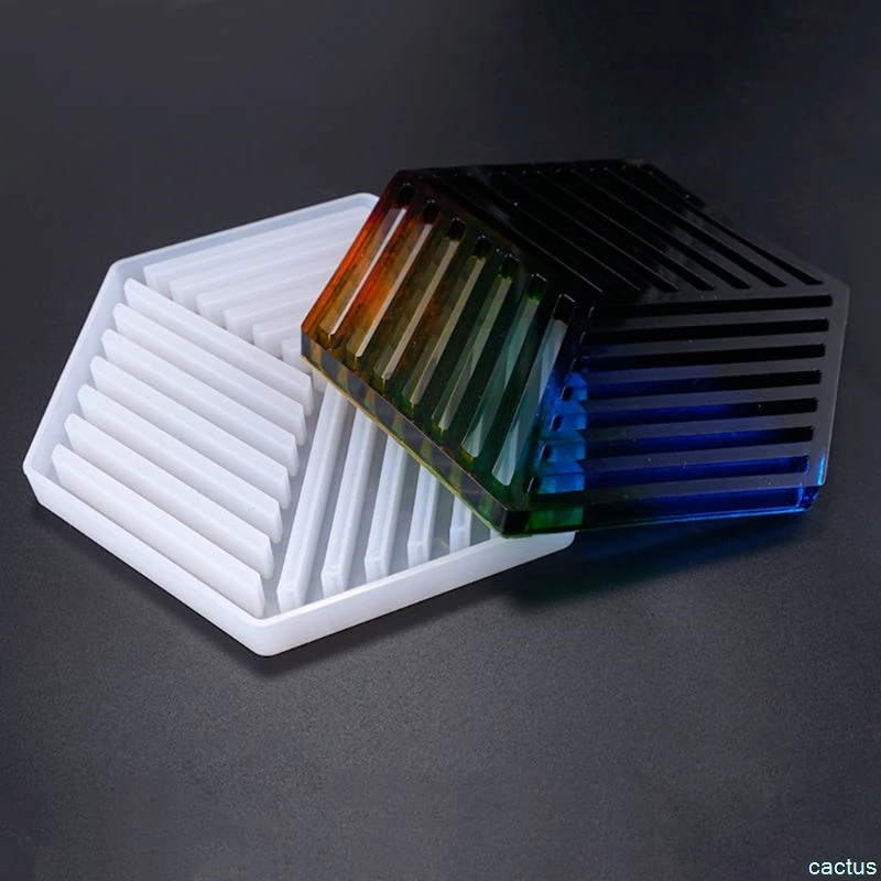 Ручной работы смолы эпоксидной геометрии силиконовые формы DIY изоляции полые Полосатый треугольник моделирование шестиугольник Coaster