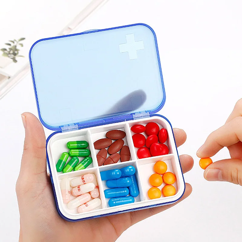 6 Grids Medicine Holder Mini Pill Box Weekly Pill Box Tablet Storage Case Container Dispenser Organizer Travel Pill Case Holder