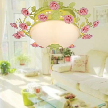

American Pastoral Ceiling Lamp Korean Round Bedroom Lamp Flower Dining Room led Ceiling Light Mediterranean Children's Room Lamp