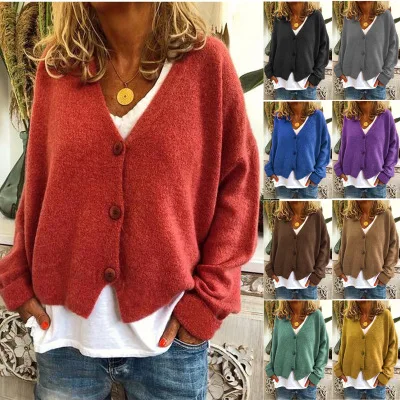 Women Autumn Winter Cardigans Sweaters Long Sleeve Button Knitted Sweater Jumper Ladies Casual Loose Pull |