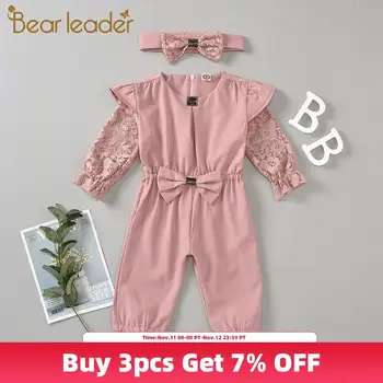 

Bear Leader 1-5T Newborn Infant Baby Boy Girl Sets Autumn Clothes New Jumpsuit with Headband Outfits Clothes Bow Girls Outfits