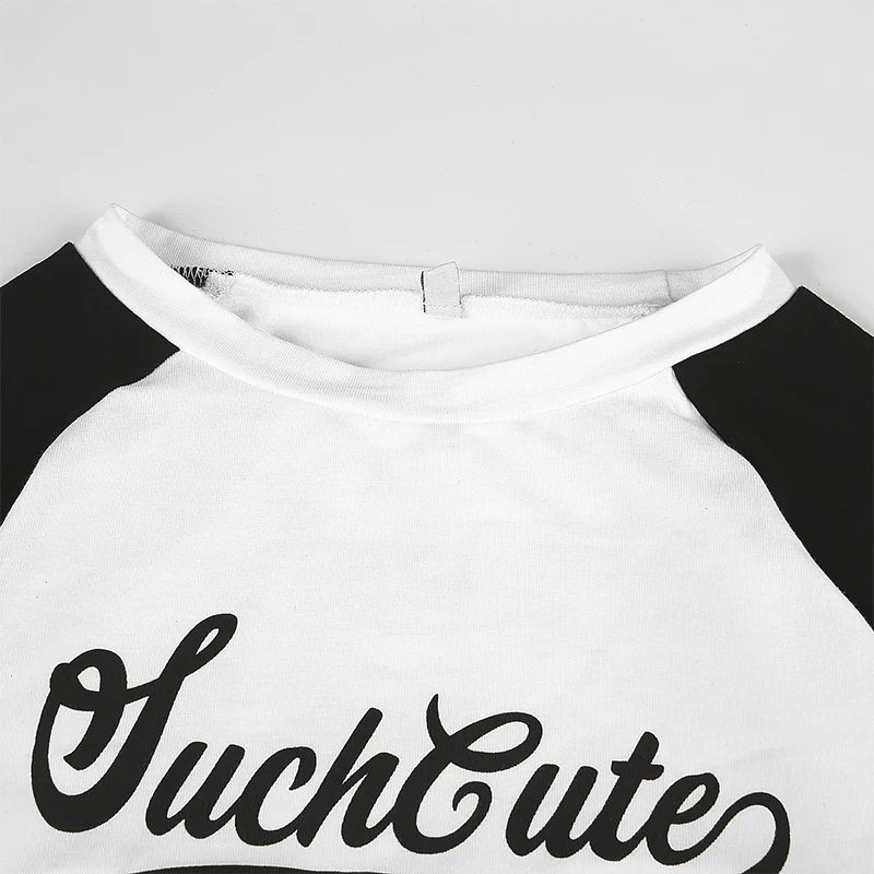 Rockmore Bodycon Harajuku женские футболки Femme с принтом в стиле пэчворк уличная одежда с длинным рукавом осенние укороченные топы футболки базовые футболки