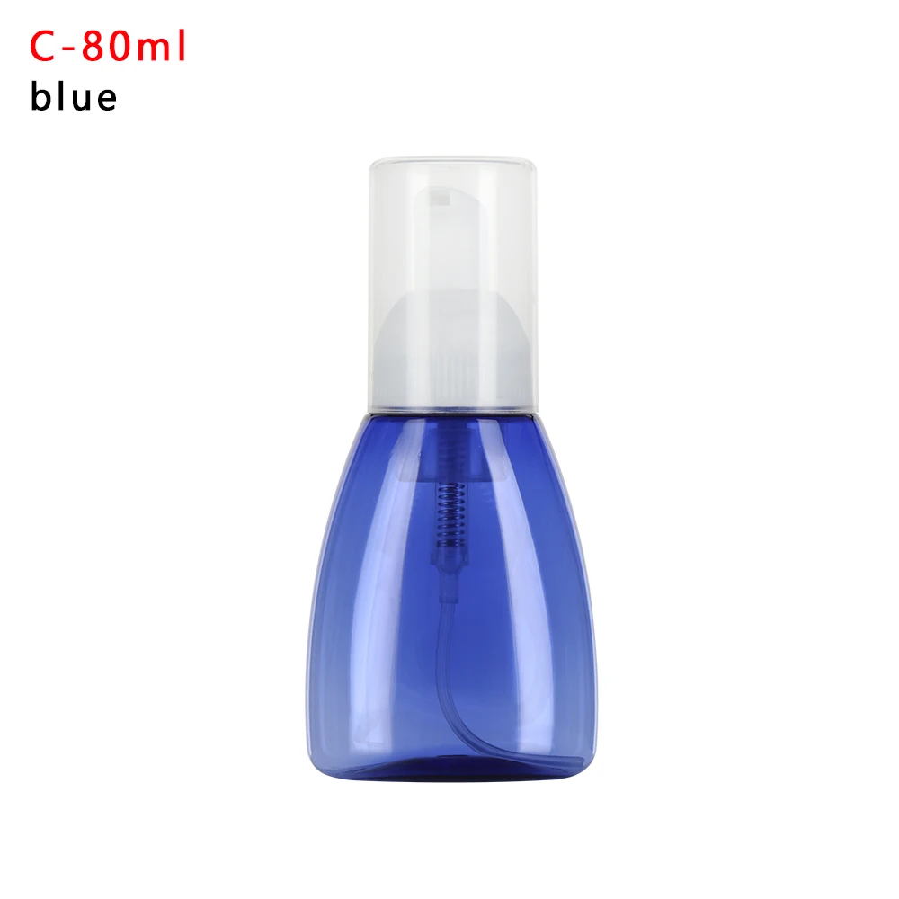 C-80ml blue 50/80/100/150ml прозрачный синий спрей бутылка для жидкого мыла, Мусс лосьон шампунь для геля для душа, пены, бутылка с насосом - Цвет: C-80ml blue