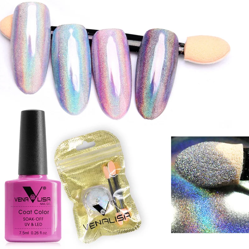 VEANLISA HOLOGRAPHIC POWDER RAINBOW UNICORN PIGMENT MIRROR POWDER NAIL ART CHROME GEL POLISH KIT SE
