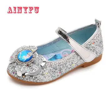 

Ainyfu Children Princess Leather Shoes Girls Glitter Leather Shoes Fashion Flat Dance Dress Crystal Shoes Size 26-36 B411
