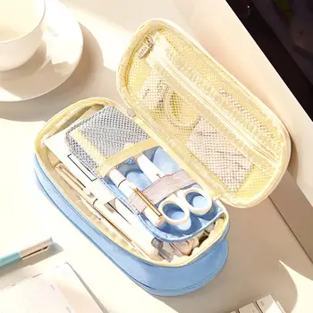 

Large Capacity Canvas School Pencil Case Pen Box Stationery Storage Zipper Bag Multi-Functional Pencil Case