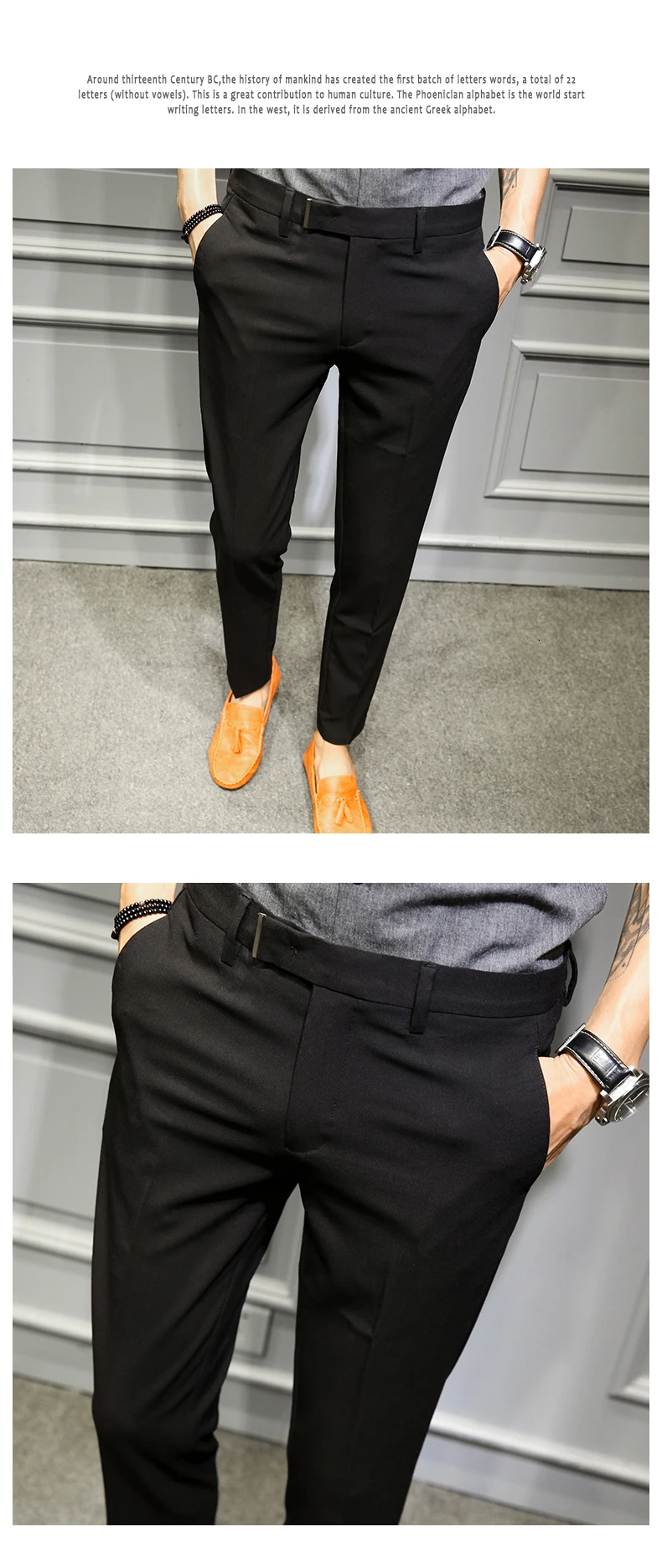 Корейский Slim Fit Для мужчин костюм штаны Панталоны; цвет черный, темно-синий; однотонные Бизнес Повседневное офисные брюки стрейч Костюмные брюки Для мужчин Большие размеры 36