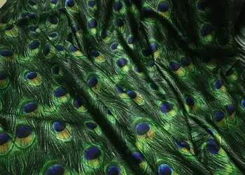 

150CM*100CM four-sided large elasticity spandex bottom peacock feather tail printed cloth dance suit swimsuit bikini fabric