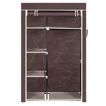 

Portable Closet Storage Organizer Wardrobe Clothes Rack with Shelves Dark Brown/Beige/Gray/Black