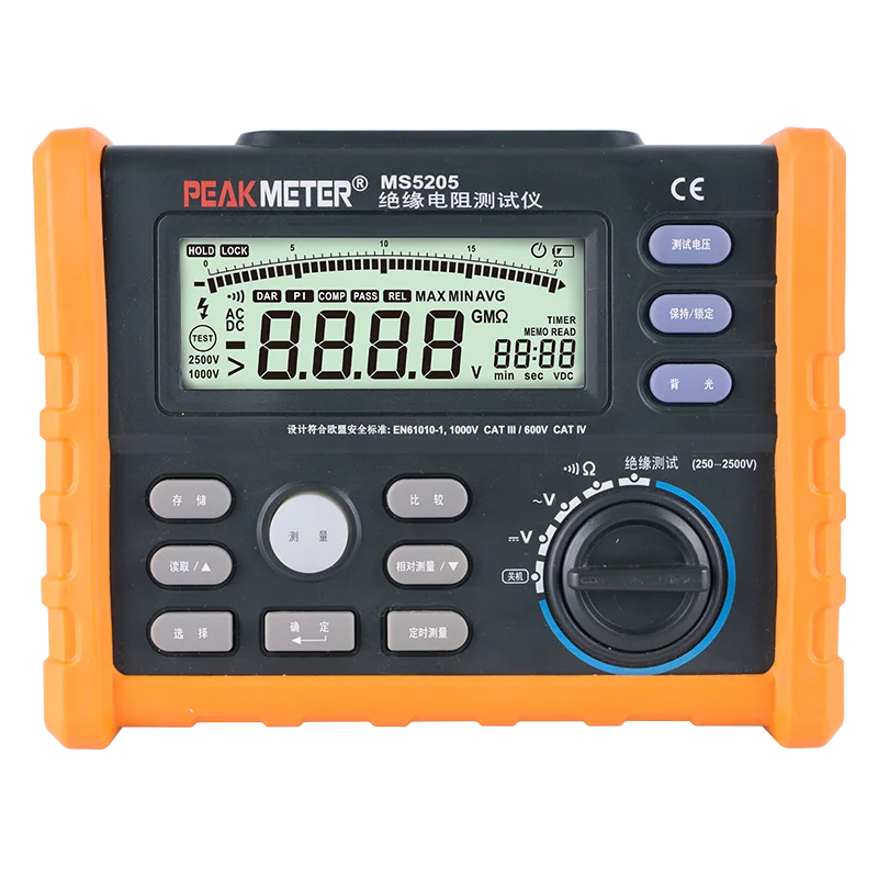 

OFFCIAL PEAKMETER Analog and Digital 2500V MS5205 Insulation Resistance Tester megger meter 0.01~100G Ohm meter with Multimeter