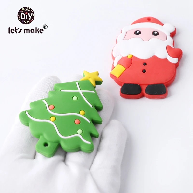 

Let's Make Silicone Teether Food Grade Silicone For Children 5PCS Christmas Tree Santa Claus Wholesale PVC Free Baby Teether