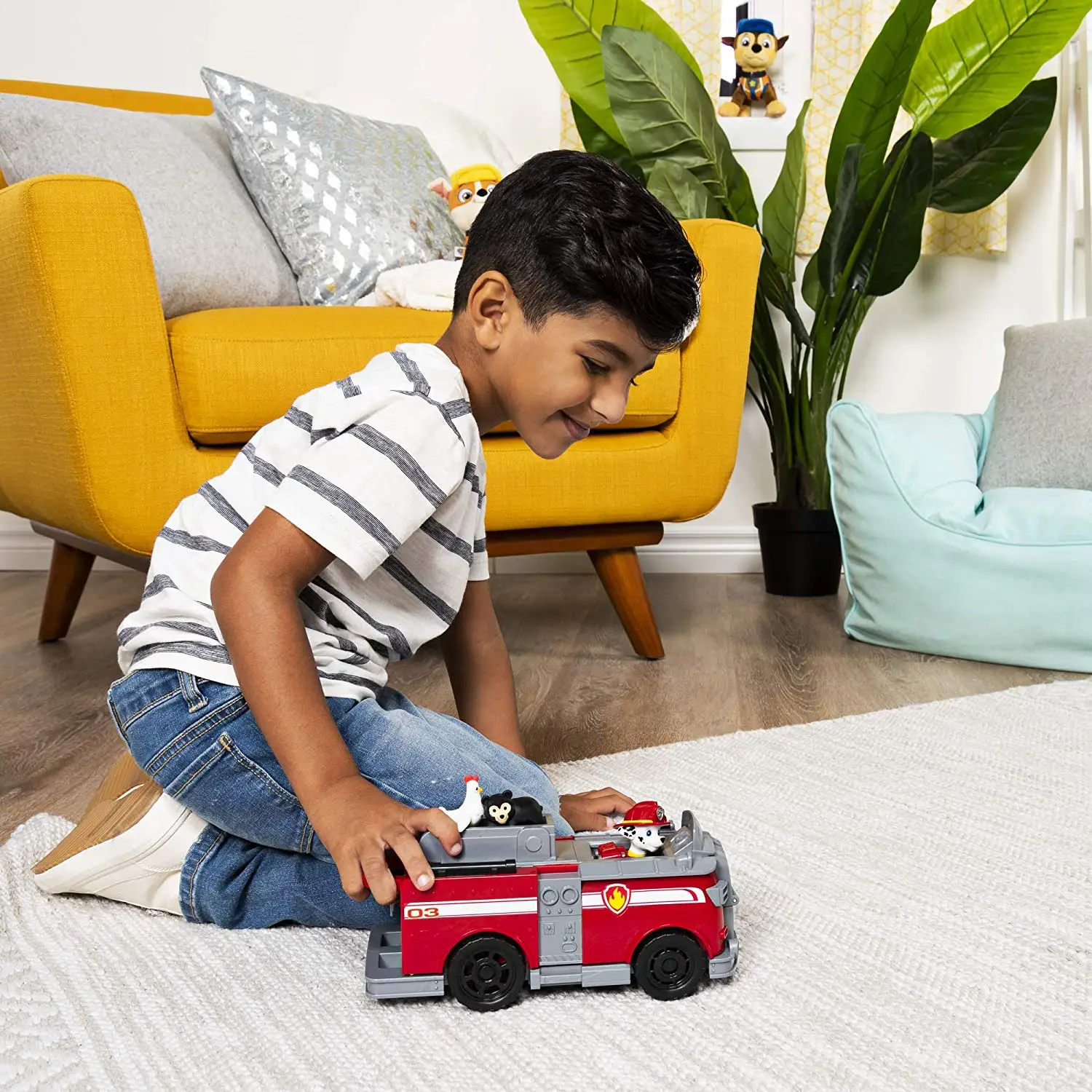 PAW Patrol Chase and Marshall's Ride 'n' Rescue трансформация 2 в 1 игровой набор и пожарная машина