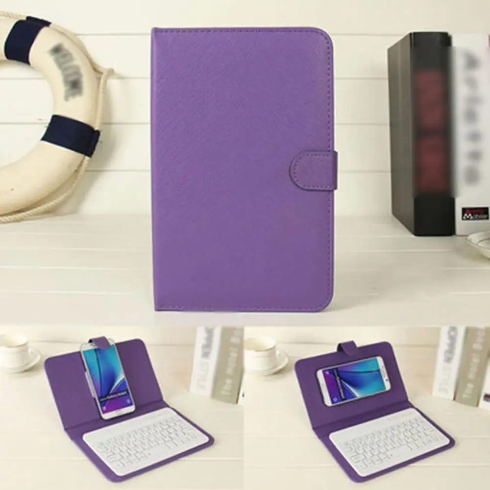 

Wireless Keyboard with Protective Cover Mobile Phone Keyboard Leather Case Protective Case with Data Cable