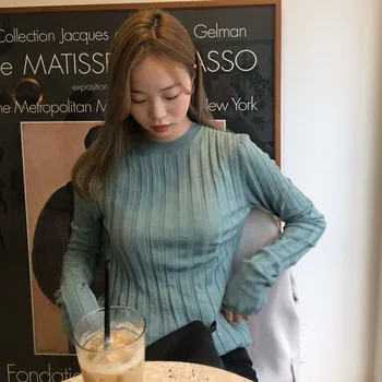 

Women Winter Sweater Turtlencek Long Sleeve Knitwear Waist Sweater Temperament Female 2019 New Sweater