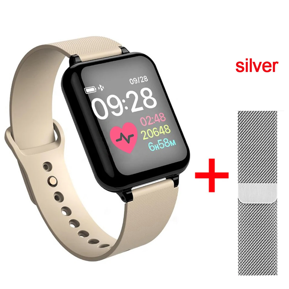 gold-silver-band Смарт-часы B57, водонепроницаемые, спортивные, для iOS, Android, телефона, кровяное давление, монитор сердечного ритма, фитнес-браслет, для мужчин и женщин, смарт-браслет - Цвет: gold-silver-band