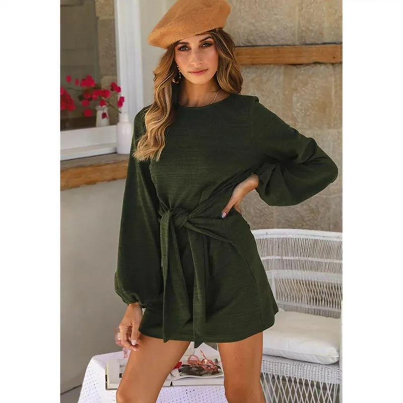 

Womens Elegant Dress Vintage Lantern Long Sleeve Bodycon Dress Spring Autumn Mini Party Dress Ladies Casual Skinny Clothing
