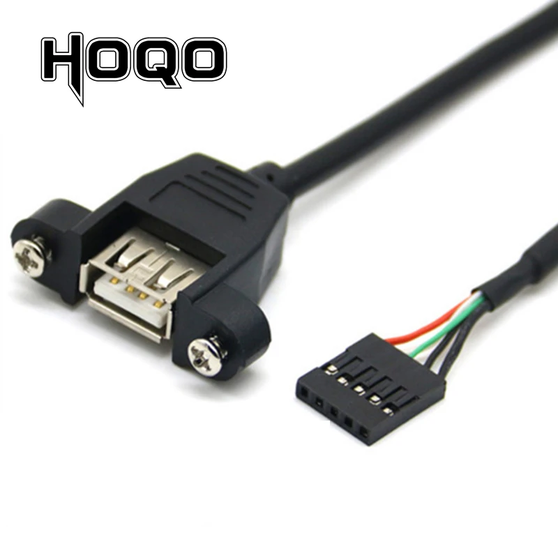 

Удлинительный кабель для материнской платы с 5 контактами «мама» на USB A 2,0 «Мама», Монтажный винт для панели, перегородка с отверстием для уха, разъем для провода, 2,54 мм, 1,5 м