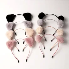 

Korean Plush Headband Cute Sweet Japanese Girl Heart Cat Ear Headband Net Red Face Wash Hairpin Hair Accessories 2021 Wholesale
