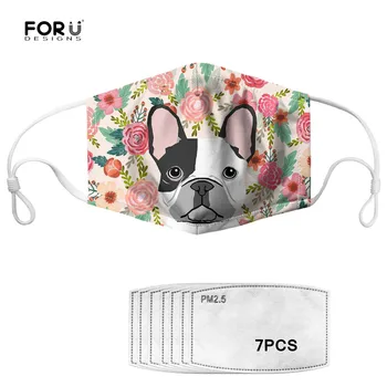 

FORUDESIGNS Floral Dog Print PM2.5 Mouth Mask with 7pcs Filters Adults/Kids Anti-dust Face Mask Reusable Elastic Comfort Masks