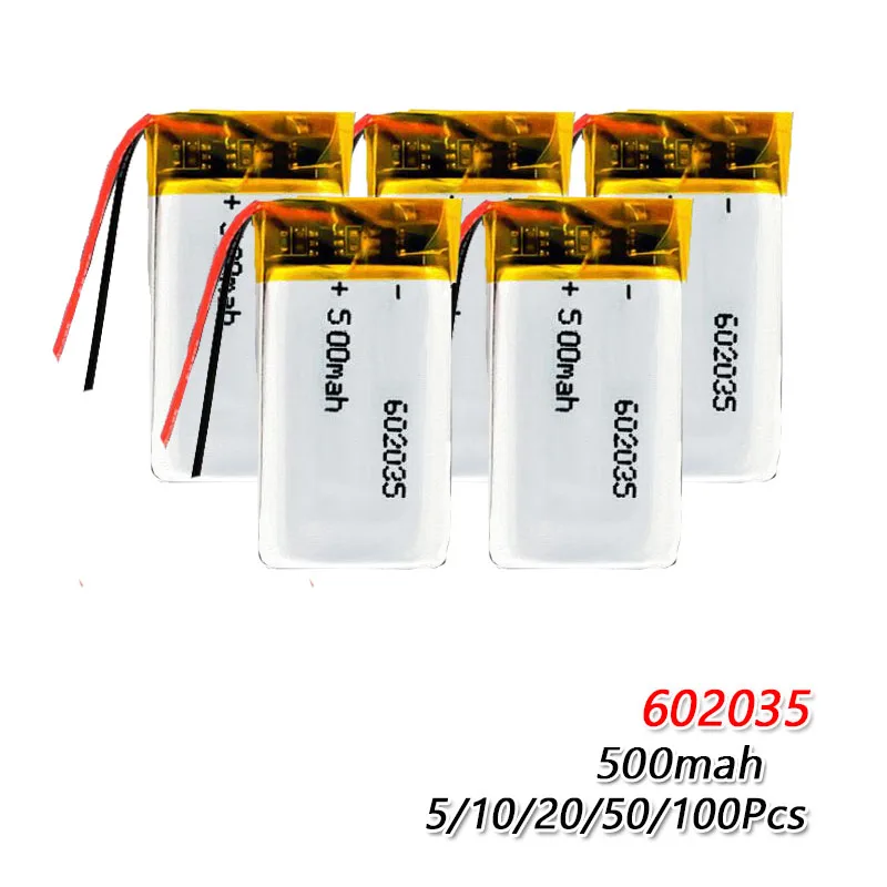 

500mAh 3.7V 602035 lithium polymer Rechargeable battery For navigation recorder WiFi story machine stereo speaker massage