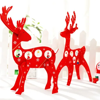 

Christmas Wooden Desktop Decoration Cute Christmas Wood Deer Ornaments for Desk Dining Table Christmas Decoration