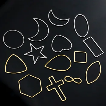

DIY Handicraft Accessories Stainless Steel Thin Line Geometric Square Cross Moon Star Round Rectangle Earrings Material 50pcs