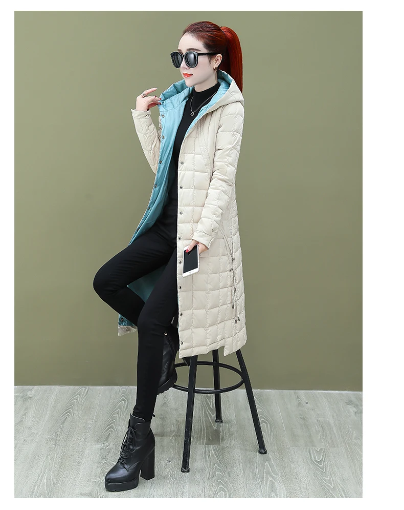 Новое зимнее женское пальто из зимней коллекции зимняя куртка для женщин длиной ниже колена Теплые Длинные парки с капюшоном ветрозащитная куртка