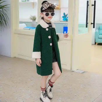 

2020 Autumn Winter Kids Baby Girl Faux Fur Long Coat Fashion Jackets Children Outfits Clothes For Girls Thick Warm Clothing W638