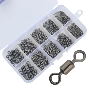 

Fishing Swivels 300pcs/set Brass Black Rolling Crane Barrel Fishing Swivels Connector Size 2#-10#