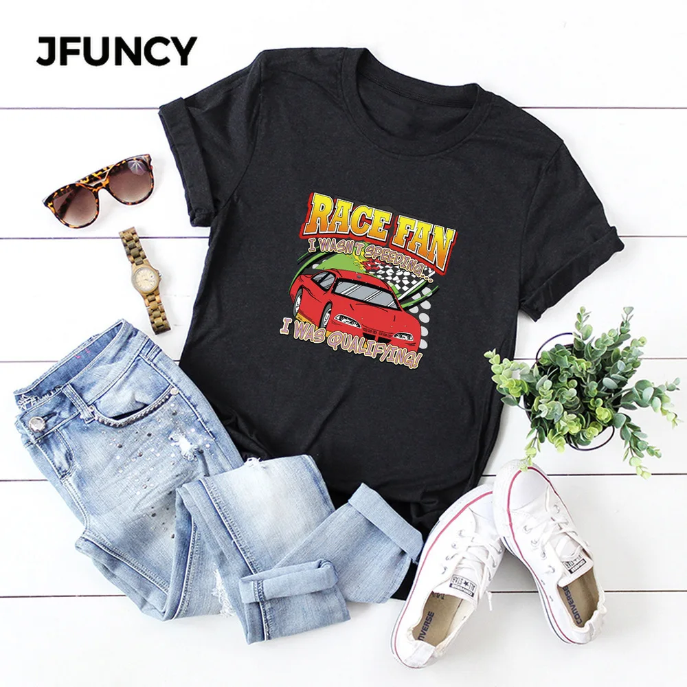 

JFUNCY Plus Size Men Women T-shirts 2020 Summer New Printed T Shirt Female Short Sleeve Cotton Tee Top Men Casual Loose Tshirt