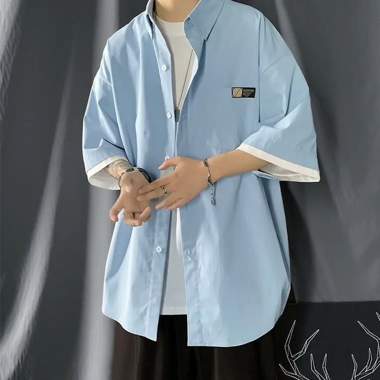 Short sleeve shirt men's Korean version loose and versatile trend casual half sleeve shirt coat summer handsome students dress