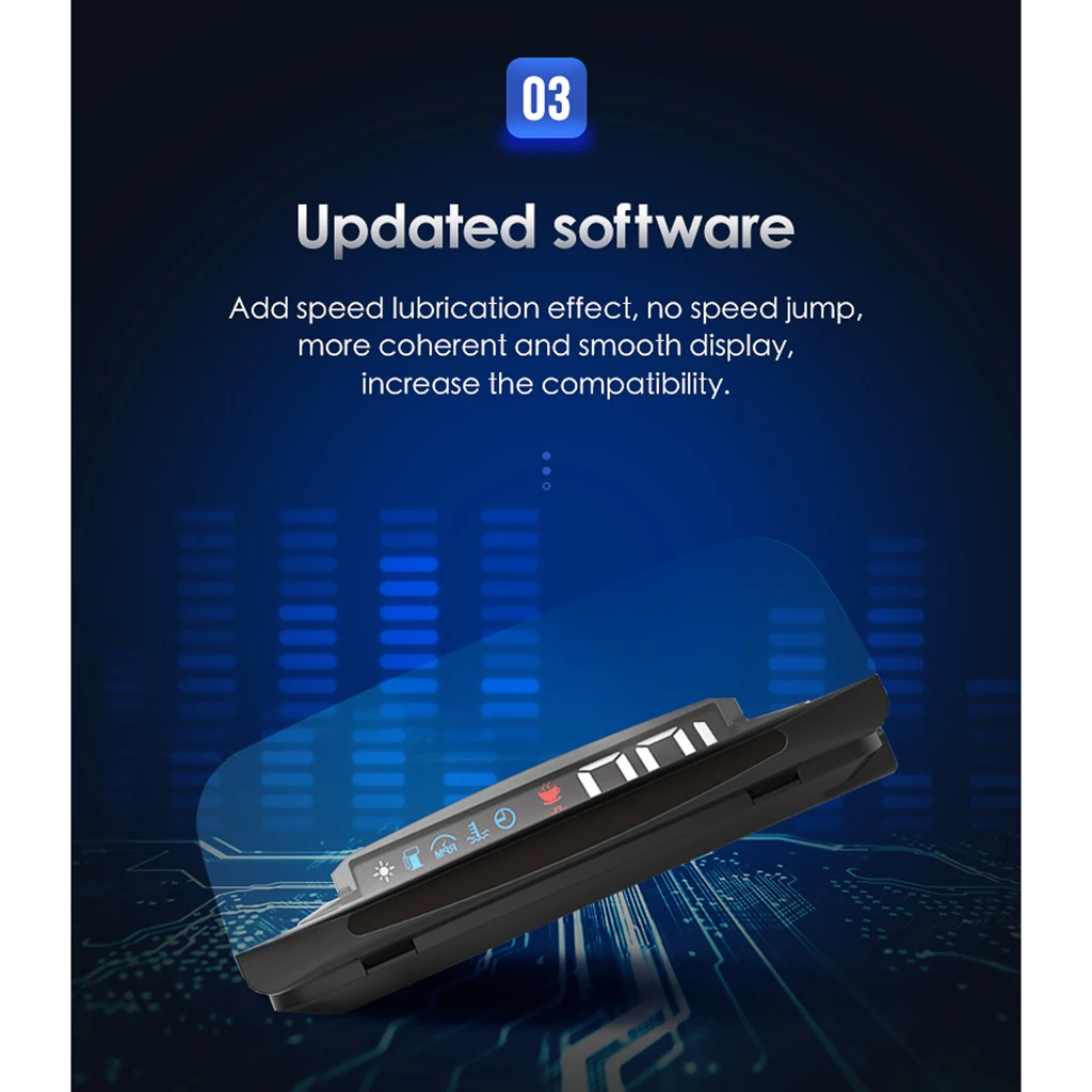 5'' Car HUD 3D Head-Up Display Overspeed/Voltage/RPM Warning Windshield Projector Security Alarm System Universal Auto OBD2 MPH