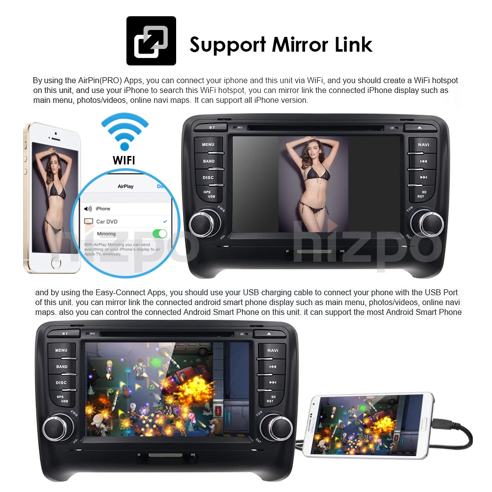 Top Android 9.0 4-Core Car Radio Stereo DVD Player GPS Navigation For AUDI TT MK2 DAB OBD2 Bluetooth Headunit +Free Rear Camera+Map 1