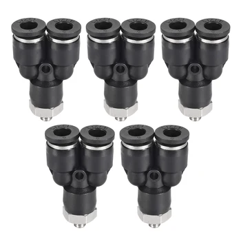 

uxcell 5Pcs Push to Connect Air Fittings Y Type PU Tubing Connect 6mm OD x M5 Male Thread Tube Fittings Push Lock Black