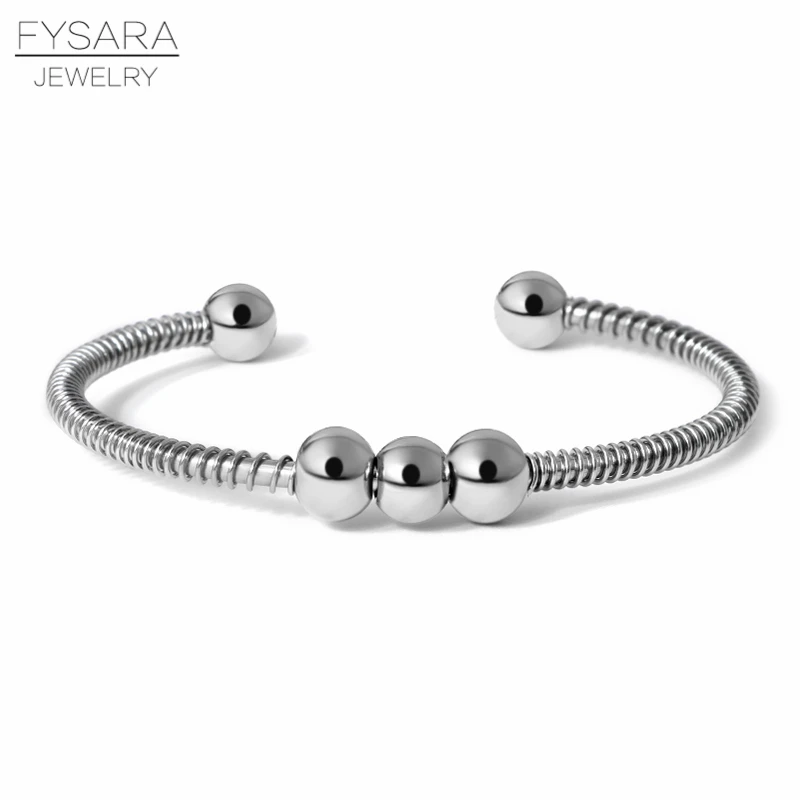 FYSARA Титановый стальной, для проволоки цепочка манжеты браслеты мужские винтажные серебряные золотые браслеты-талисманы из бус браслеты для женщин оптом
