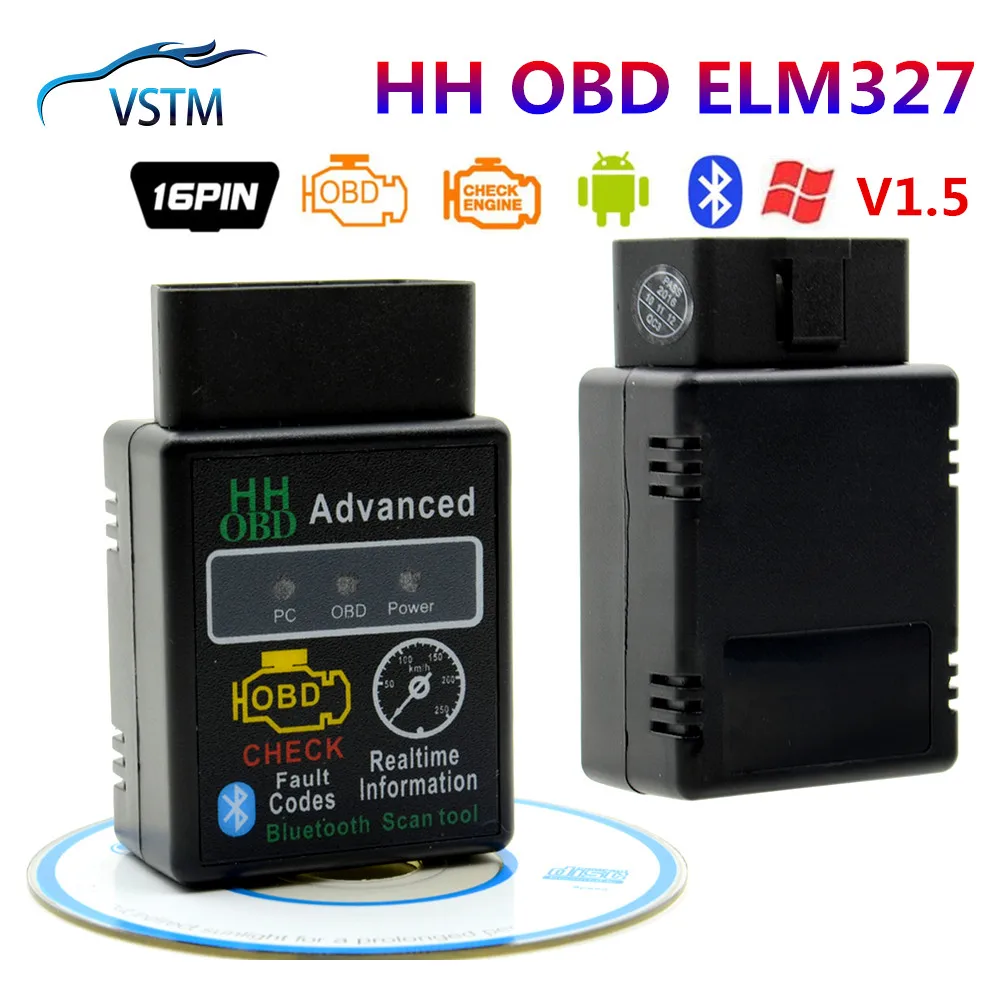 Автомобильный диагностический сканер высокого качества V2.1 OBD2 HH OBD ELM327 работает