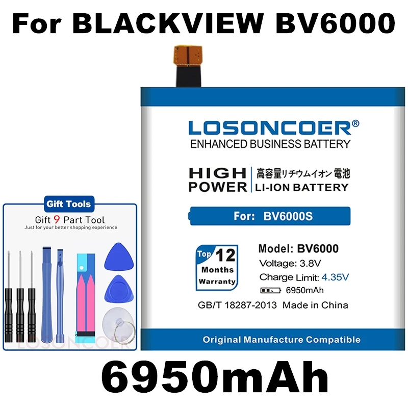 LOSONCOER 6950 мАч BV6000 V756161P батарея для Blackview BV6000 для Blackview BV6000S батарея для сотового телефона