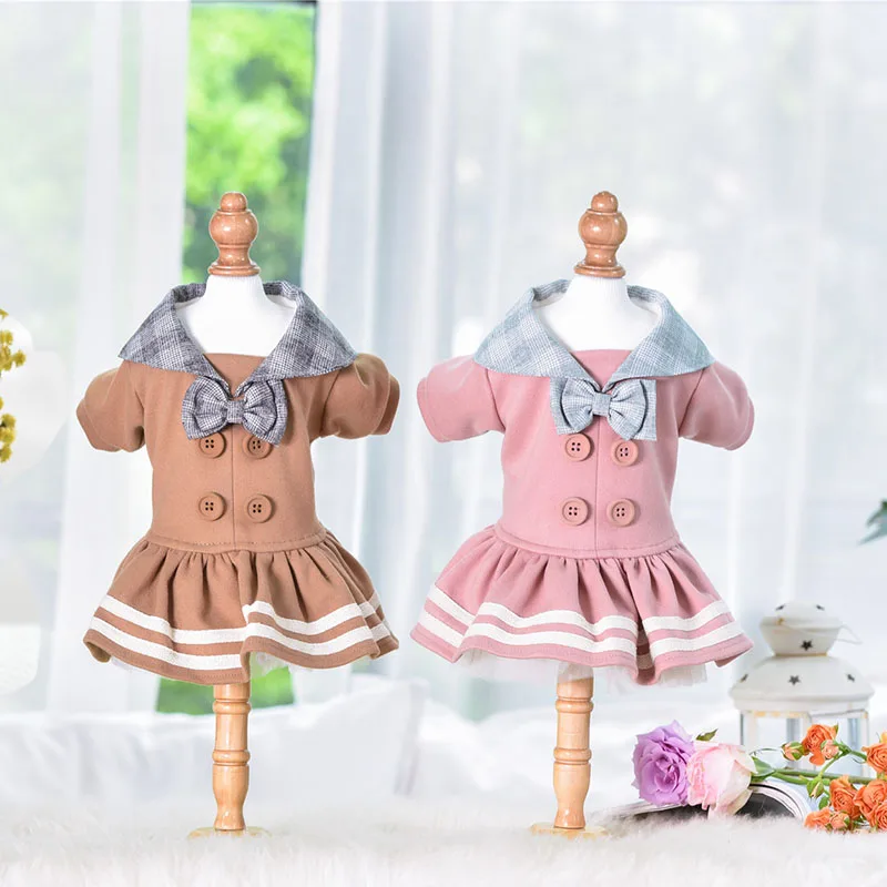 

Autumn and Winter Warm Dresses for Pet Dogs Two Feet Pink Yellow Green Colors S M L Xl Sizes for Choice Skirts Dog Puppy Clothes