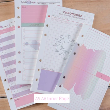

50sheets A5/A6 Color Paper Notebook Refills 6 Hole Loose Leaf Handbook Inner Pages DIY Planner School Office Supply