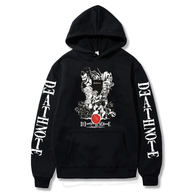 Oversized Men's Hoodie Death Note Anime Harajuku Top Funny Anime Print Unisex Cosplay Cool Sweatshirt Black Clothes Hip Hop Top
